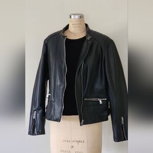 Zara Black Faux Leather Biker Jacket